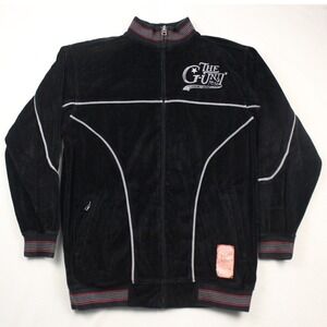 G Unit Velour Track Jacket Mens L Black Full Zip Y2K Hip Hop Streetwear